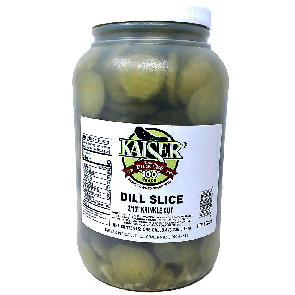 Kaiser Dill Pickles Sliced Three Sixteenth Inch Krinkle Cut Gallon Jar