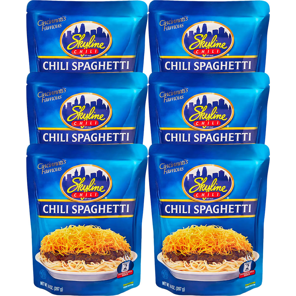 Skyline Chili Spaghetti 14oz Microwaveable Pouch 6pk